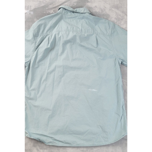 Outerknown Long Sleeve Button Up Shirt Mens LG Teal Front Pocket Organic Cotton - Picture 2 of 10